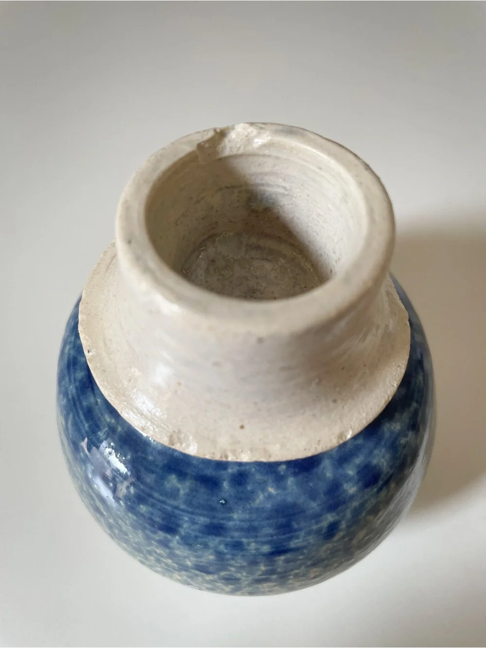 Signed Studio Pottery Handmade Ceramic Blue Mottled Candle Holder